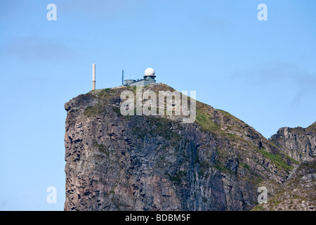 Radar station on a cliff Stock Photo