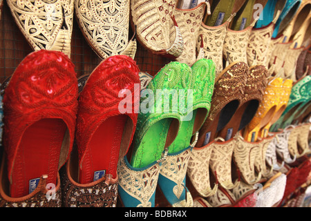 Traditional Souk in Dubai selling shoes Stock Photo