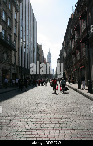 Madero street one of the most popular streets in the downtown of Mexico city, now it is converted into walking area. Stock Photo