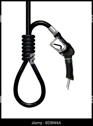 Noose with gasoline nozzle isolated over white background Stock Photo