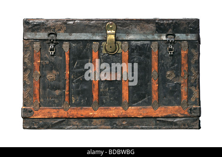 Vintage chest isolated over a white background Stock Photo