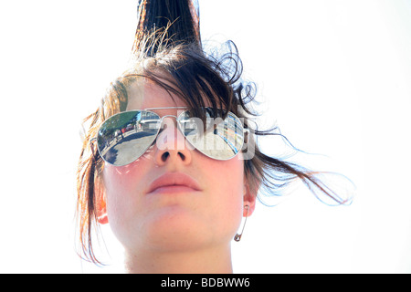 A punk girl 'Rae Ray Riots' with a large Mohican, Shoreditch, London, UK .2009
