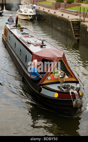 Narrow boat on the River Thames at Hambleden lock Mill End Bucks UK Stock Photo