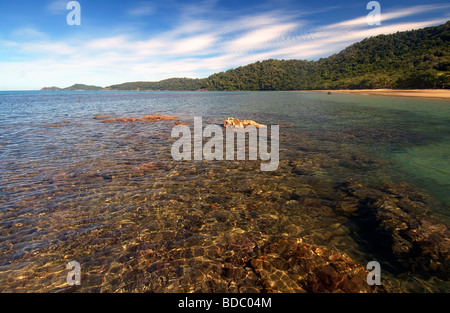 Coral reef beaches and rainforest of Daintree National Park Great Barrier Reef Marine Park Queensland Australia Stock Photo