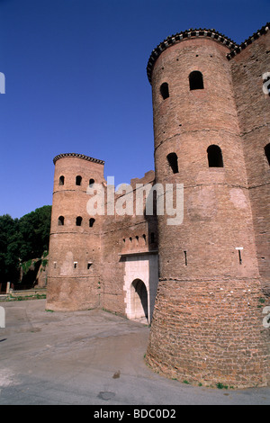 Italy, Rome, San Giovanni, Aurelian Walls, Porta Asinaria, ancient roman gate Stock Photo