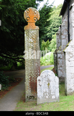Nevern Celtic Cross St Brynach Churchyard Pembrokeshire Wales Cymru UK GB Stock Photo