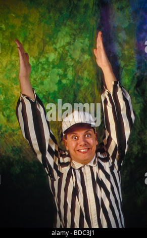 Touchdown Umpire Young sport umpire referee signals scoring touchdown. excitement yell ...