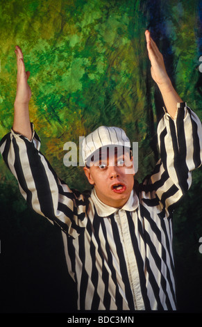 Touchdown Umpire Young sport umpire referee signals scoring touchdown. excitement yell ...