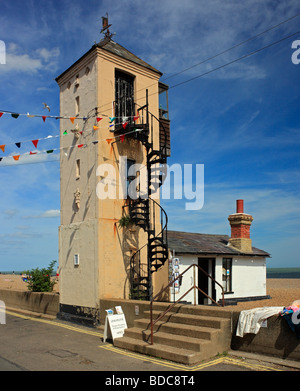 Old lifeboat Station and lookout tower. Aldeburgh, Suffolk, East Anglia, England, UK. Stock Photo