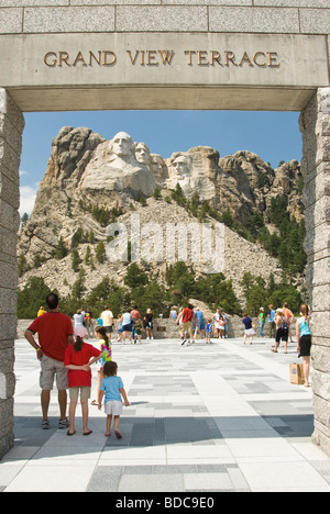 families visiting Mount Rushmore National Memorial in South Dakota Stock Photo