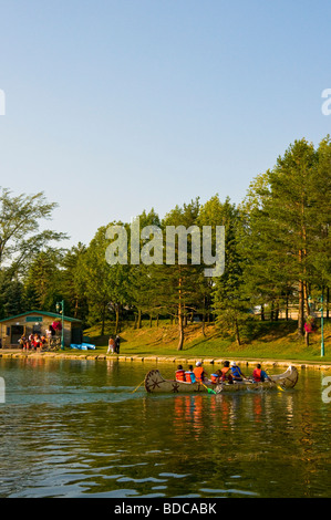 Canoeing in the 'Centre de la Nature'  Laval which in a beautiful park in the Montreal suburbs Canada Stock Photo