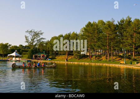 Canoeing in the 'Centre de la Nature'  Laval which in a beautiful park in the Montreal suburbs Canada Stock Photo