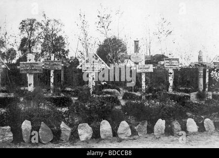 events, First World War/WWI, Western Front, cemetary with graves of German soldiers from 1916, Stock Photo