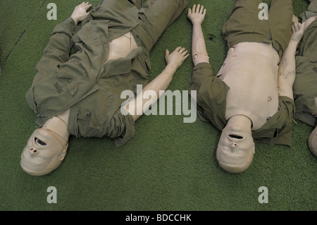 Plastic resus dummies in the IDF military paramedic training school in Israel Stock Photo