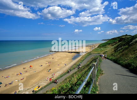 Overstrand Beach on a clear summer day in North Norfolk Stock Photo
