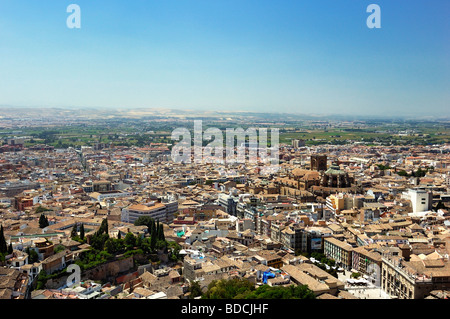 Ariel view of Granada from  the Alhambra palace Stock Photo