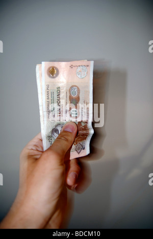 A handful of Scottish bank notes, Bank of Scotland Stock Photo