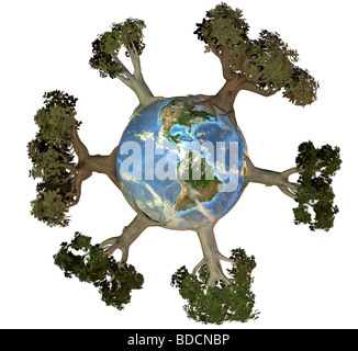 Earth with trees america Stock Photo
