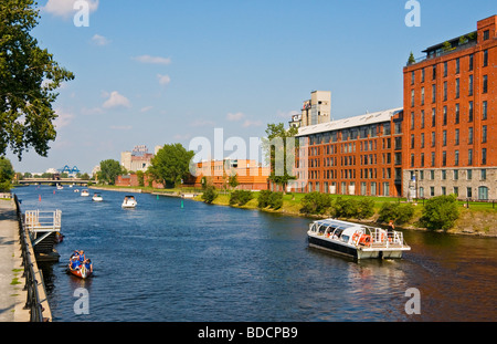 Excursion boat sightseeing along Canal Lachine Montreal Canada Stock Photo