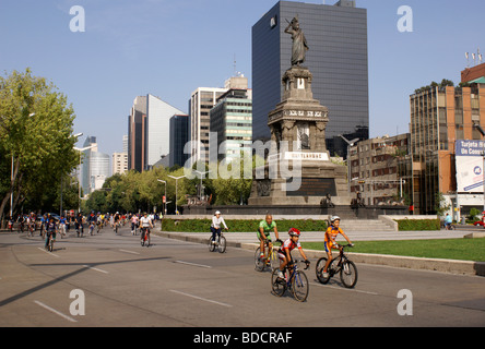 Bicyclists on Paseo de la Reforma Mexico City Stock Photo