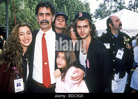 FRANK ZAPPA  US rock musician with his family about 1990 with son Dweezil at right Stock Photo