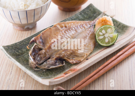 Grilled horse mackerel Stock Photo