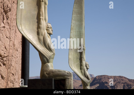 Hoover Dam memorial, Winged Figure of the Republic by Oskar J.W. Hansen, Nevada, USA Stock Photo