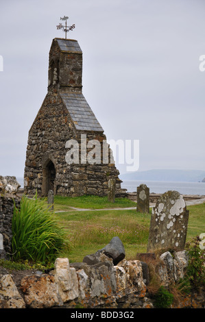 Remains of St Brynachs Church, destroyed in storm of 1859, Cwm yr Eglwys, Pembrokeshire, Wales, United Kingdom Stock Photo