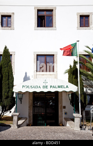 Pousada de Palmela, the historical luxury hotel inside the Palmela Castle. Palmela, Setubal District, Portugal. Stock Photo