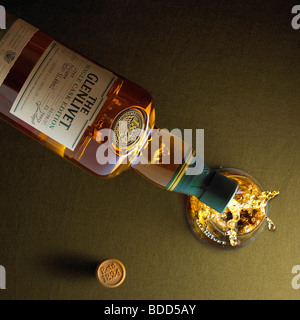 A bottle of the Glenlivet Eclipse Single cask Whiskey being poured Stock Photo