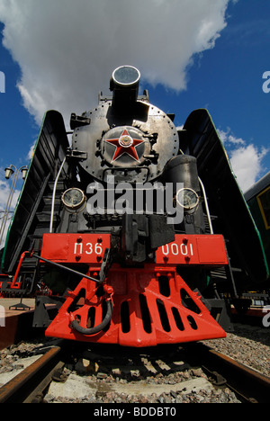 Front view of the Soviet steam locomotive P36-0001. Built in 1950. Stock Photo