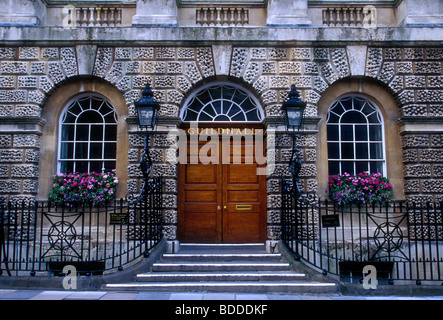 entrance, wooden doors, The Guildhall, Guildhall, Town Hall, High Street and Bridge Street, city of Bath, Somerset County, England, Europe Stock Photo