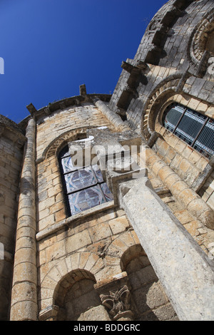 The collegiate church of St-Pierre de Chauvigny has fascinating Romanesque sculptures & is located in a Medieval town, Stock Photo