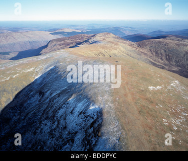 The summit of Lugnaquilla mountain in County Wicklow, Ireland from the air. Stock Photo