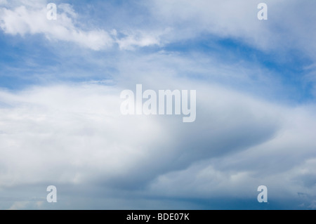 A vertical funnel, cone shaped, cloud forming over the sea at Dunwich, on the Suffolk Coast, England, UK, in the summer / July. Stock Photo