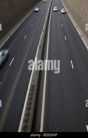 TRANSPORT, Road, Cars, View over traffic on the Westlink underpass in Belfast. Stock Photo