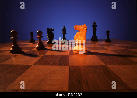 side view chess board with chess pieces on white Stock Photo - Alamy