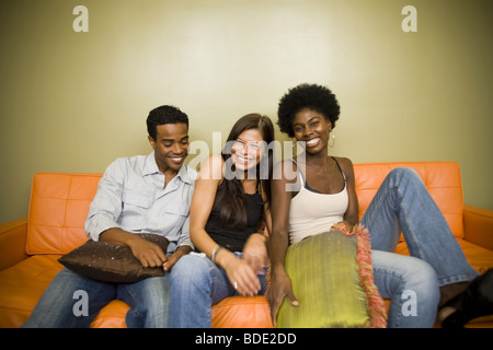 Young group of friends having fun together Stock Photo
