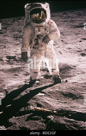 Astronaut Buzz Aldrin on the moon. Stock Photo