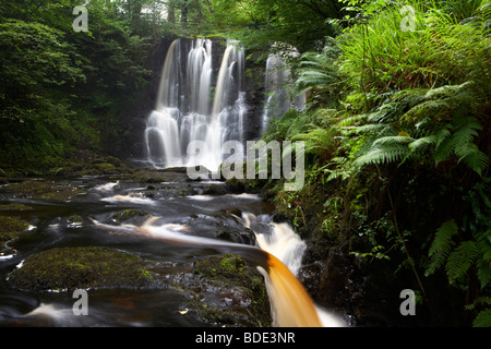 ess-na-crub waterfall on the inver river in glenariff forest park county antrim northern ireland uk Stock Photo