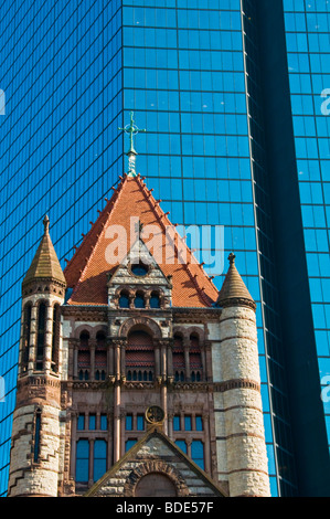 Boston Trinity Church and John Hancock tower , Massachusetts Stock Photo