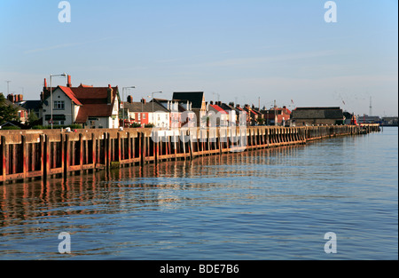 The quayside at Gorleston, Norfolk, United Kingdom, at the entrance to the port of Great Yarmouth. Stock Photo