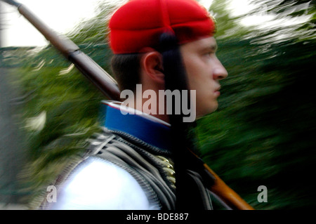 Tsolias, Greek presidential guard marching Stock Photo