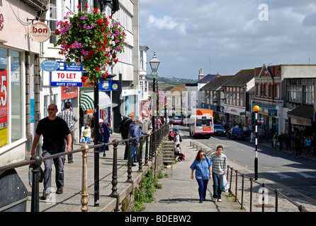 people shopping in market jew street, penzance cornwall, uk Stock Photo