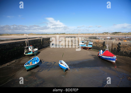 Fishing Boats in Beadnell Coastal village Harbour North Northumbrian Coast Northumbria County England UK Stock Photo