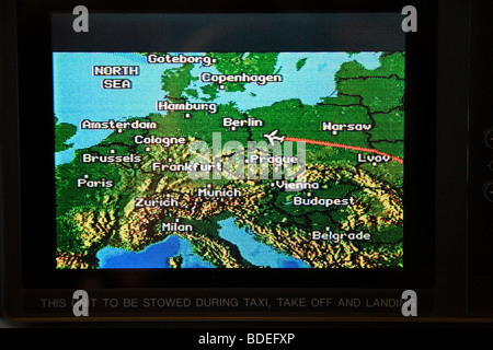 An Aeroplane flight position map showing aircraft position above ...