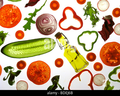 Salad and olive oil Stock Photo
