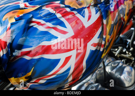 Union Jack fag painted on Custom British Triumph chopper motorcycle Stock Photo