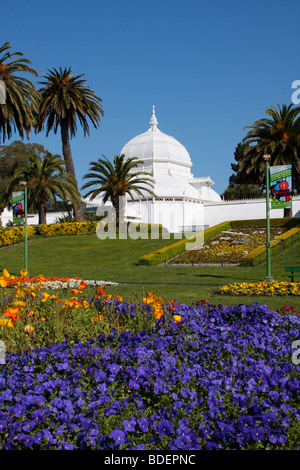 The Conservatory of Flowers in the Golden Gate Park in San Francisco California USA Stock Photo