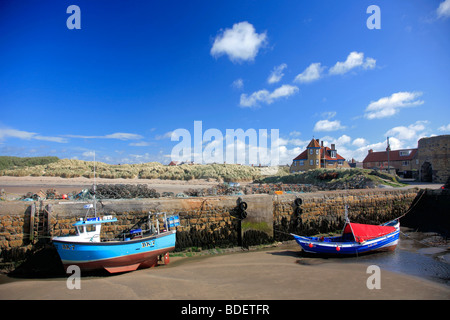 Fishing Boats in Beadnell Coastal village Harbour North Northumbrian Coast Northumbria County England UK Stock Photo